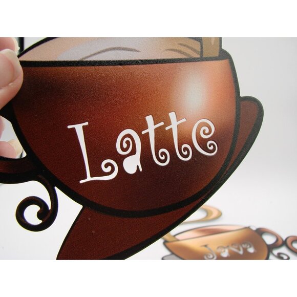 Lot 5 Coffee Bar Metal Wall Decor Latte Mocha Java Cups Mug Sign Plaque Ceramic - Picture 7 of 14